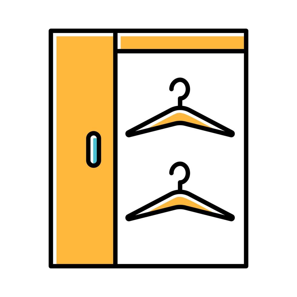 marcher dans l'icône de couleur jaune des placards. vestiaire. penderie. meuble pour ranger les vêtements suspendus. placard, armoire. maison confortable. commodités de l'appartement. illustration vectorielle isolée vecteur