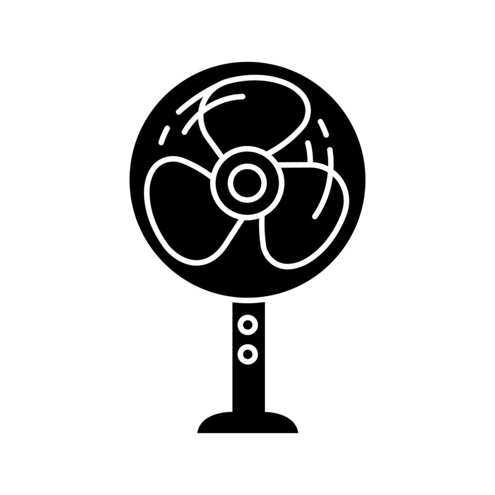 icône de glyphe de ventilateur de sol debout. symbole de la silhouette. ventilateur de refroidissement domestique. appareil ménager. espace négatif. illustration vectorielle isolée vecteur