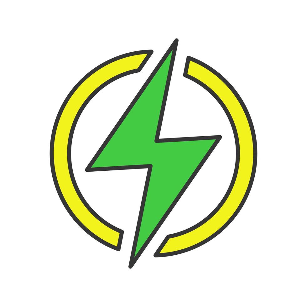icône de couleur de signe d'alimentation électrique. éclair. mise en charge. tonnerre. bouton d'alimentation. électricité. illustration vectorielle isolée vecteur