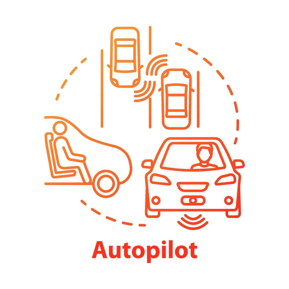 icône de concept de pilote automatique. voiture autonome, véhicule sans conducteur. voiture intelligente. illustration de ligne mince d'idée d'auto-conduite. dessin de contour isolé de vecteur. trait modifiable vecteur