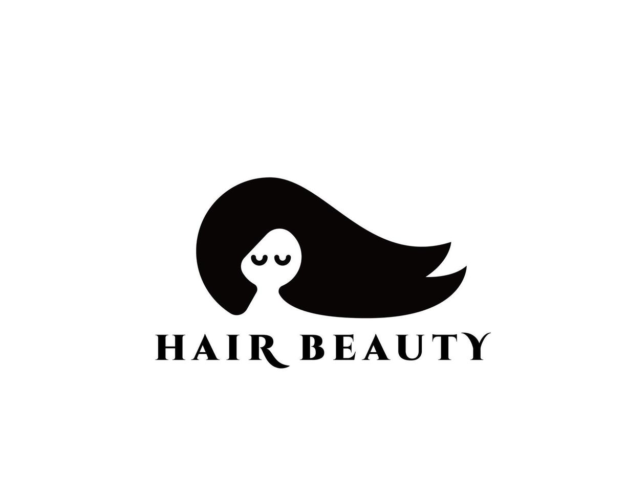 femme abstraite et simple sur le logo du salon de beauté des cheveux. illustration vectorielle vecteur