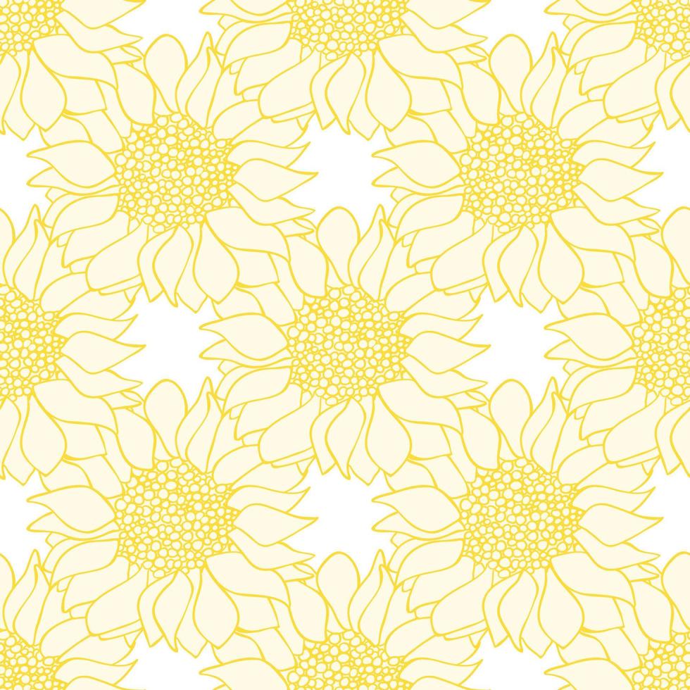 modèle sans couture de fleurs de tournesols dans les couleurs jaunes et blanches. vecteur