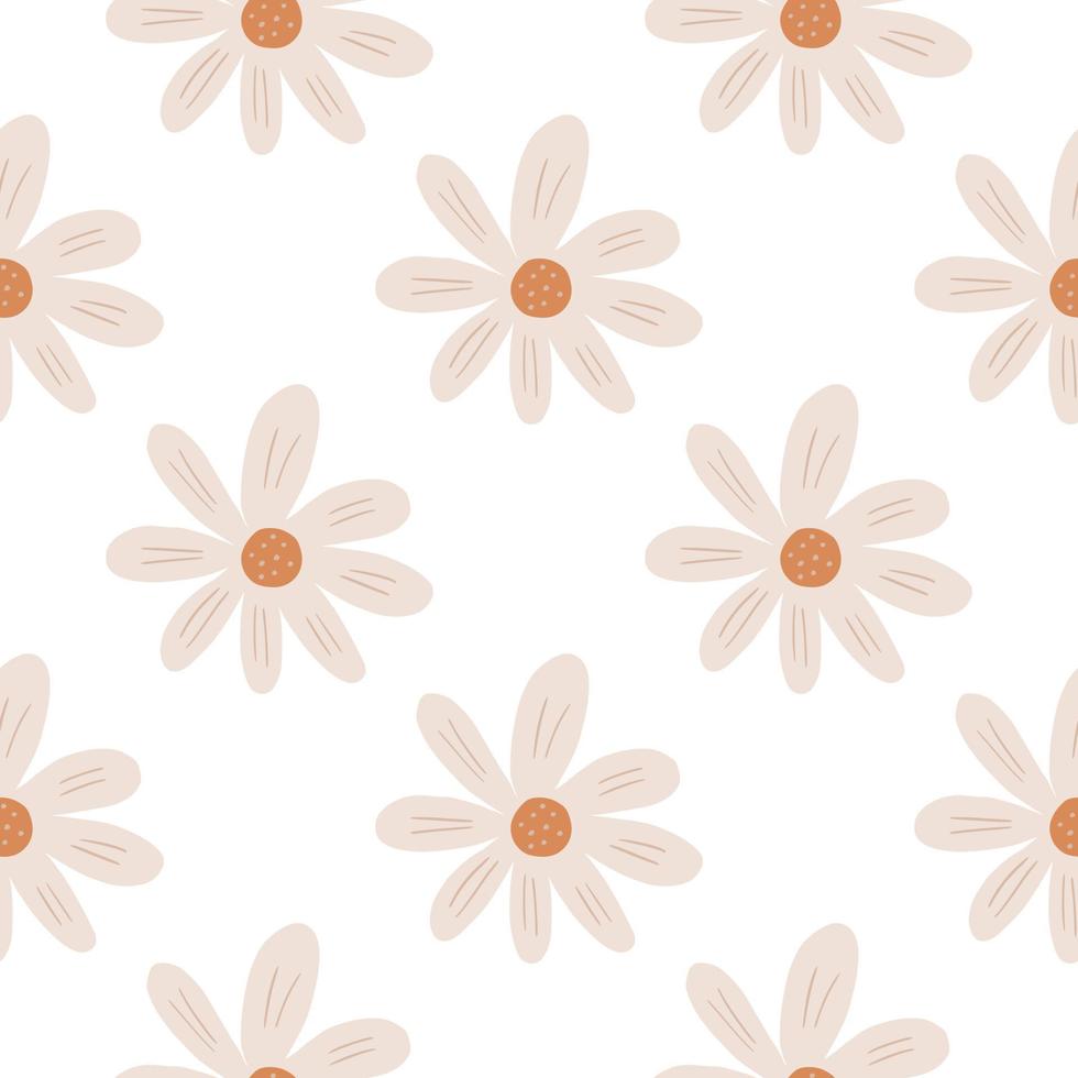 motif géométrique sans couture de petites fleurs isolé sur fond blanc. jolie toile de fond botanique. impression de camomille simple. vecteur