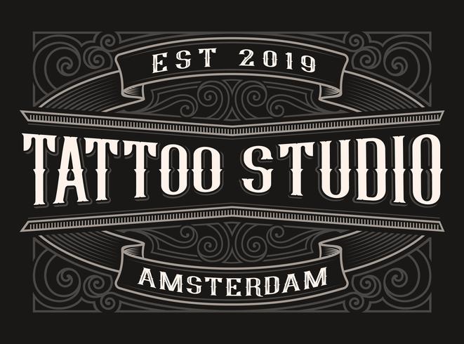 Logo vintage pour studio de tatouage vecteur