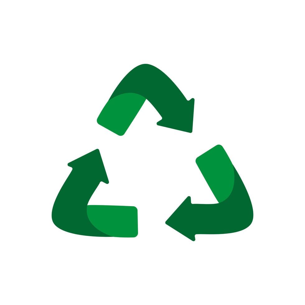 les flèches vertes recyclent le symbole écologique. couleur verte. enseigne recyclée. icône de cycle recyclé. vecteur