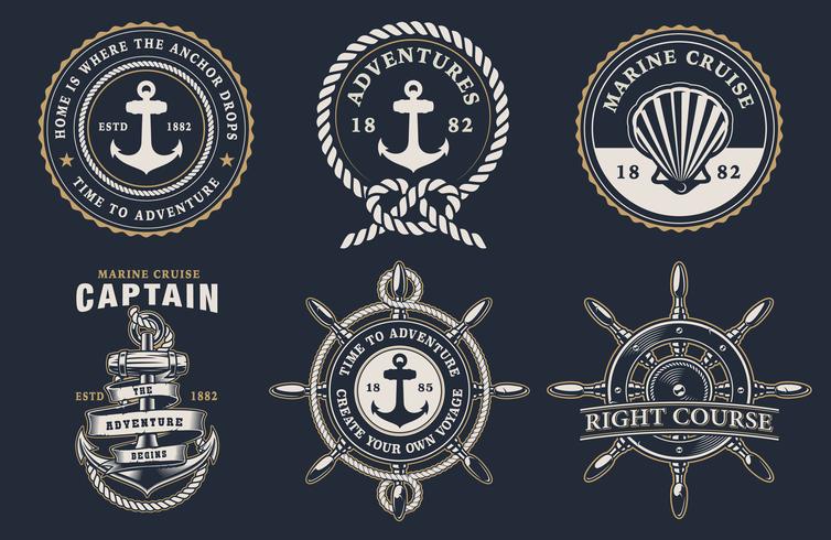 Set de badges marins vecteur