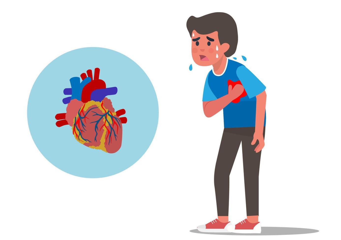 illustration d'un jeune homme ayant une crise cardiaque vecteur