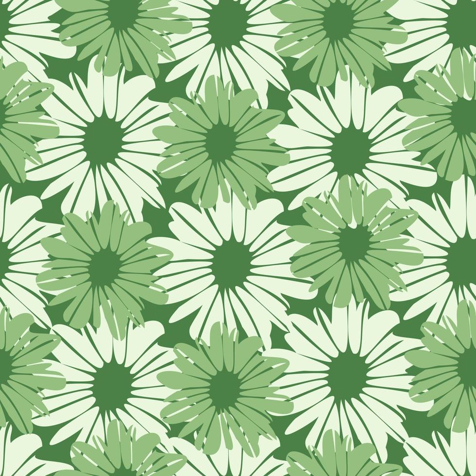 motif floral harmonieux de fleurs de marguerite dans les tons vert et vert pastel. conception de printemps. vecteur