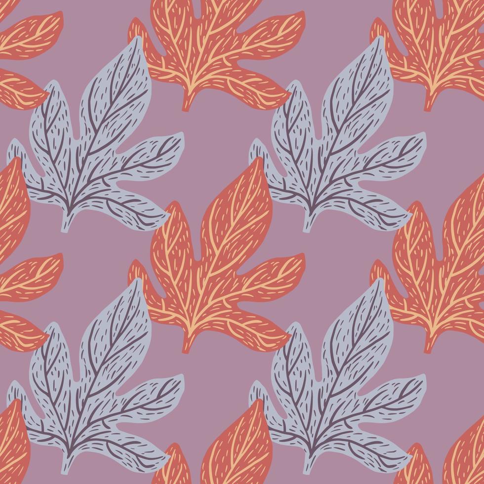 modèle sans couture d'ornement de feuilles d'automne. ornement de feuillage doodle dans les tons gris et orange. vecteur