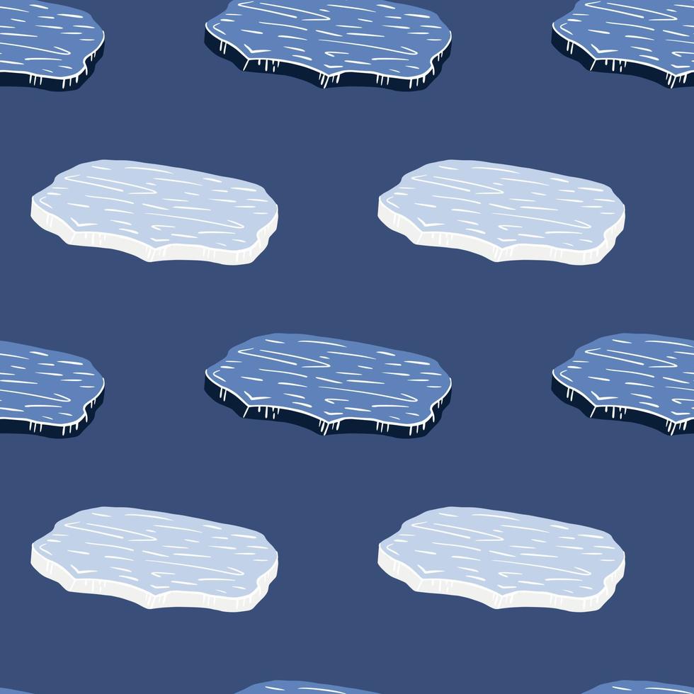 modèle sans couture de l'antarctique du nord avec des silhouettes de banquise de dessin animé de doodle. fond bleu marine. vecteur