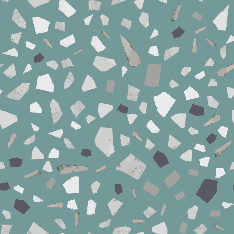 conception de modèle sans couture de terrazzo. pierre naturelle, granit, formes de quartz. vecteur