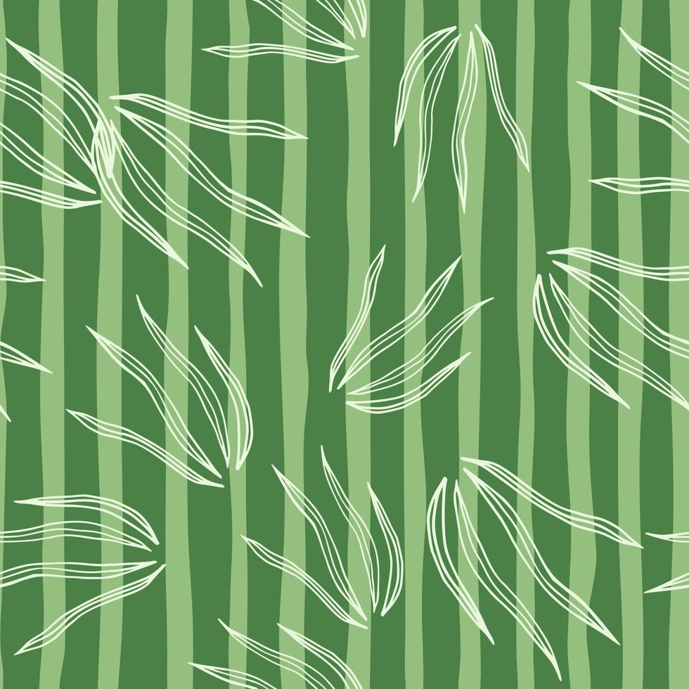 motif sans couture d'herbes doodle aléatoire sur fond rayé. vecteur