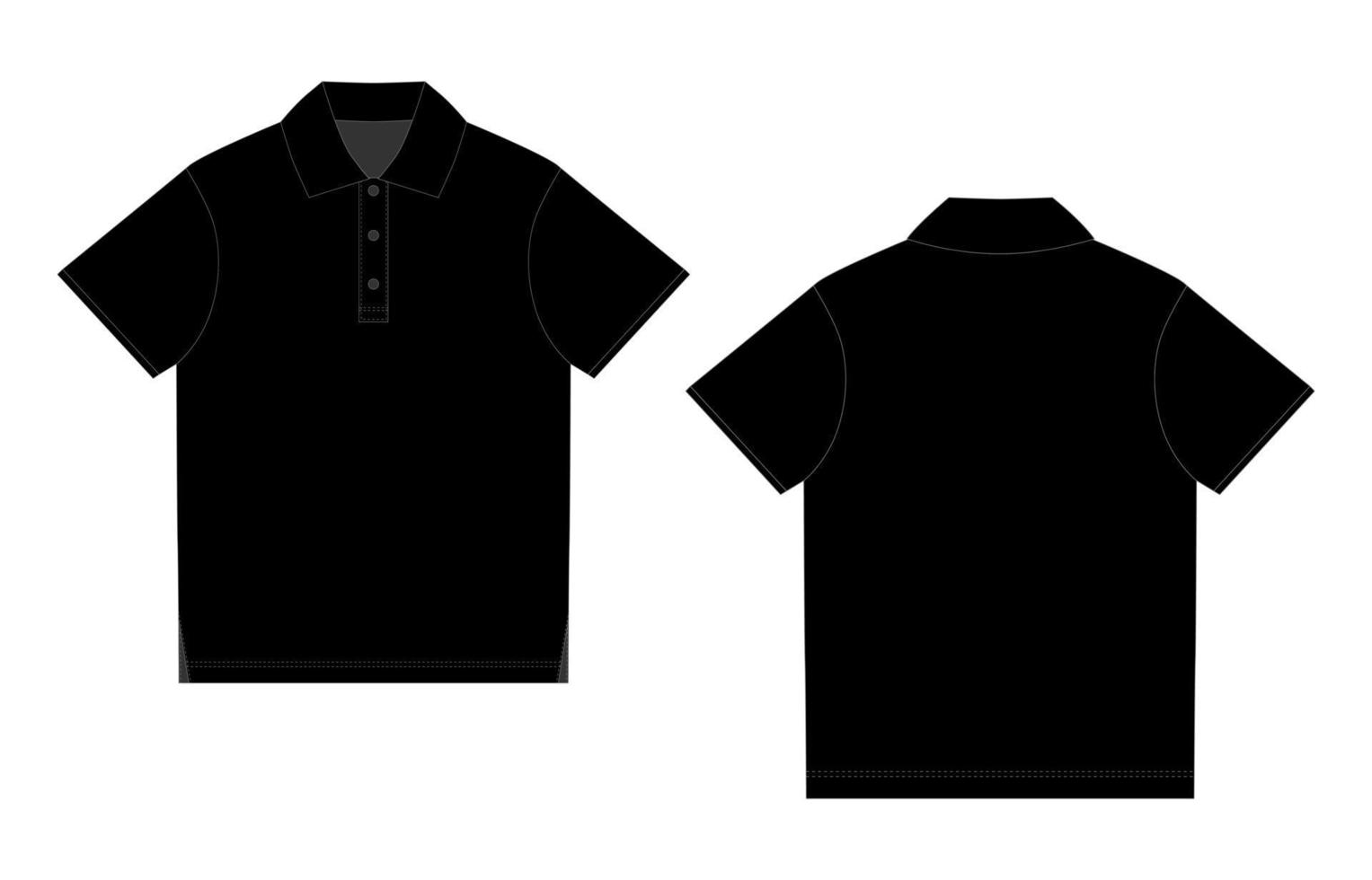 modèle de conception de t-shirt polo noir. vecteur avant et arrière.