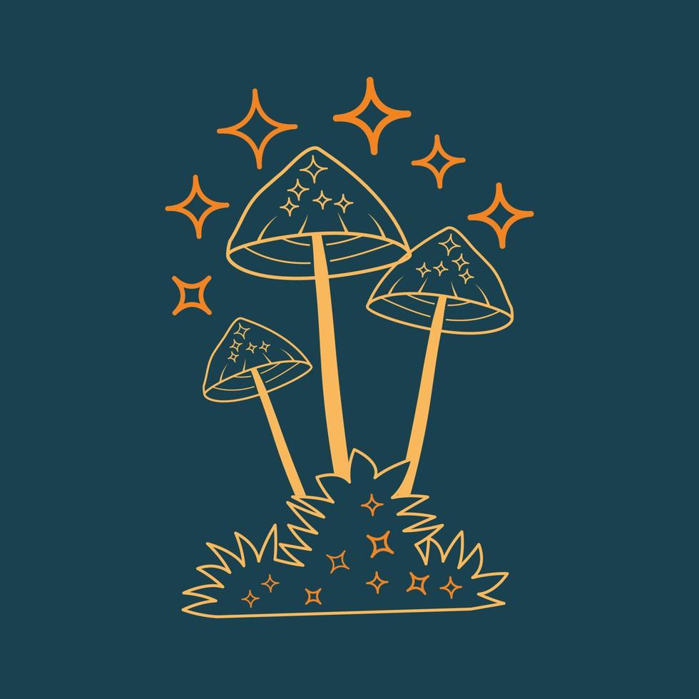 illustration de champignons magiques boho mystique vecteur