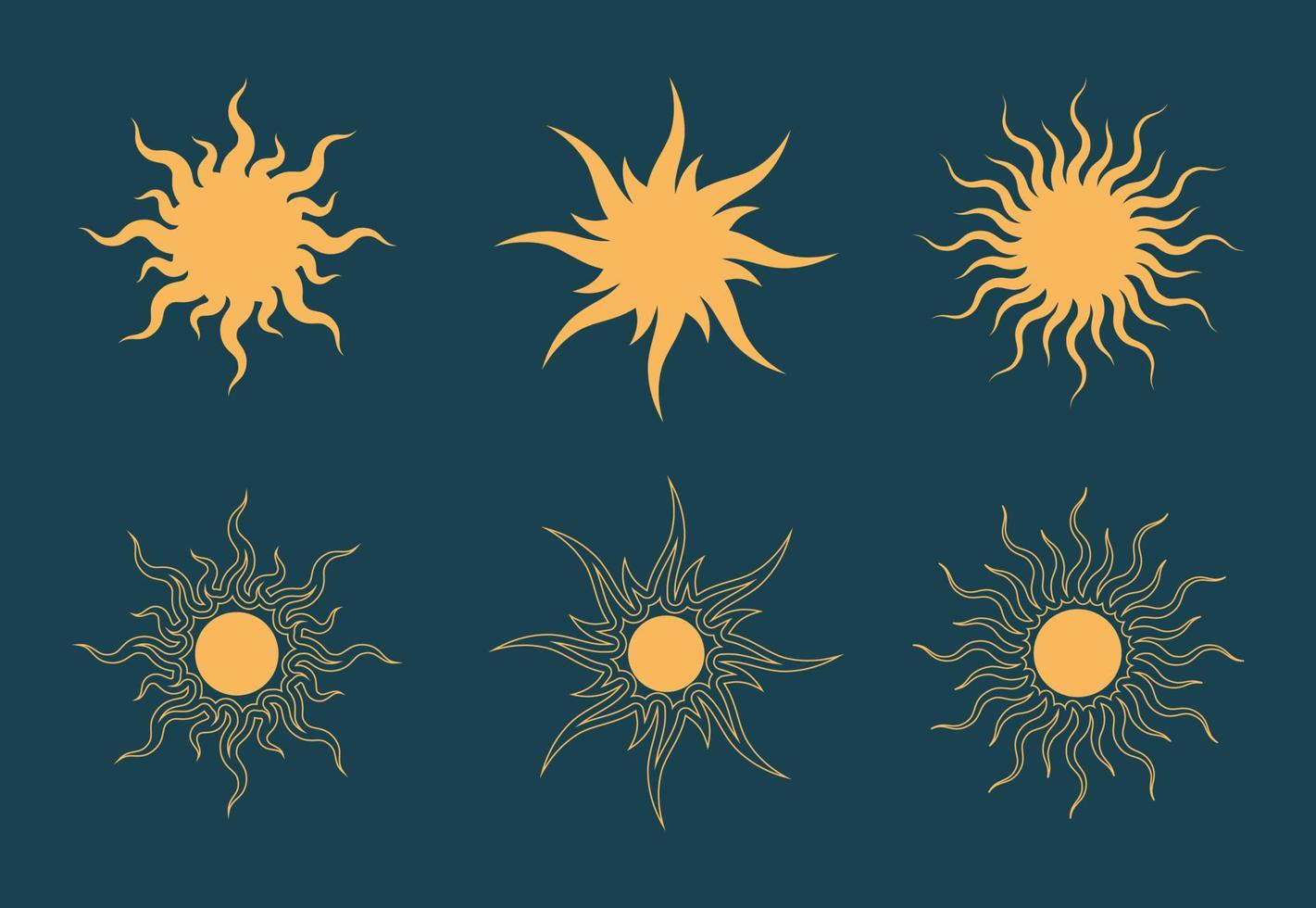 ensemble d'illustration de symboles de lever de soleil boho mystique vecteur