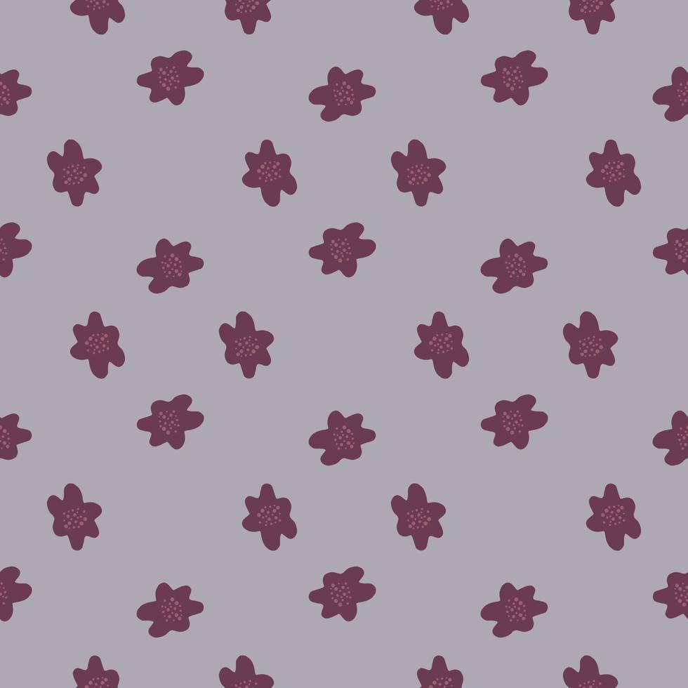 motif de flore botanique abstrait sans couture avec des formes de fleurs violettes. fond gris. toile de fond de la nature. vecteur