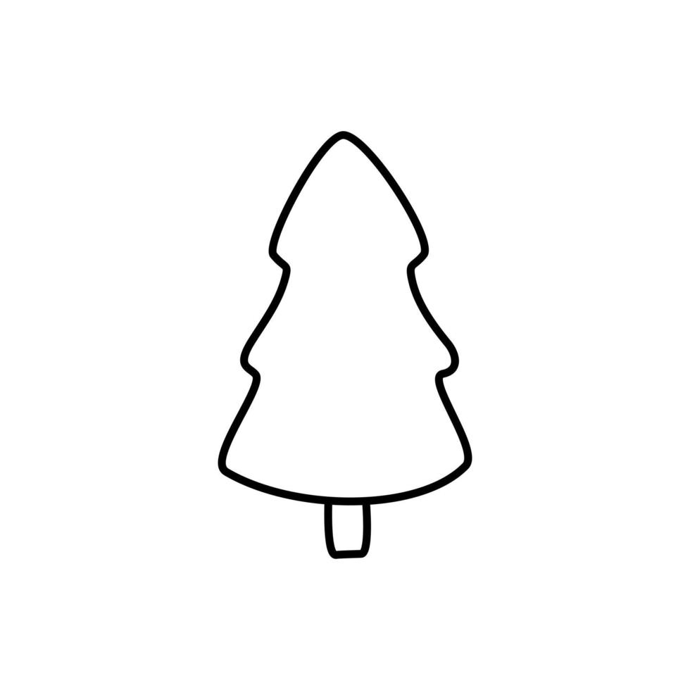 signe d'arbre isolé sur fond blanc. icône de sapin simple dans le symbole de style de contour. vecteur