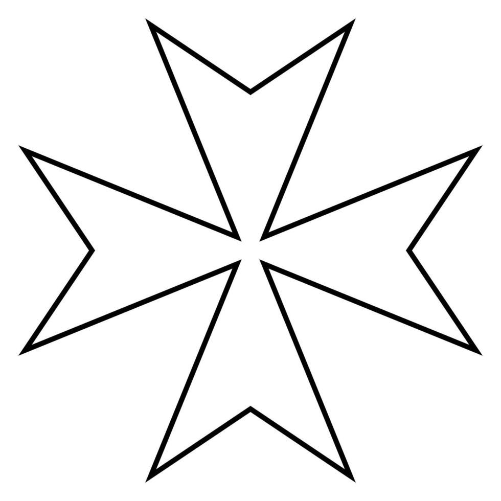 icône croix maltaise illustration couleur noire style plat image simple vecteur