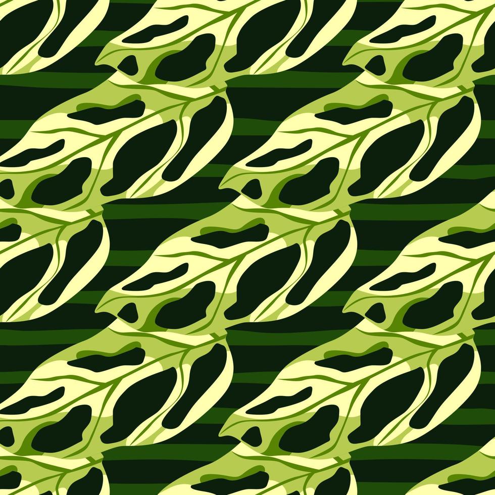 monstera laisse un motif de doodle sans couture. impression tropique simple dans la palette verte. toile de fond botanique exotique. vecteur