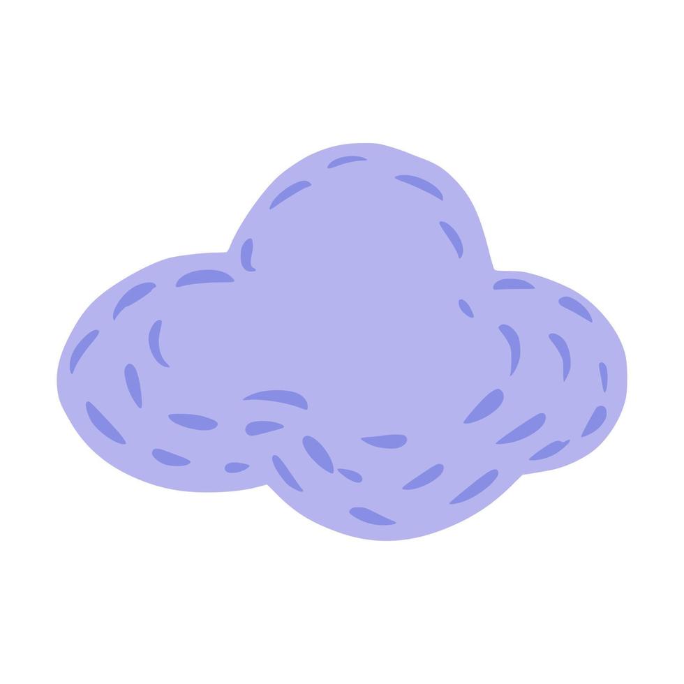 nuage isolé sur fond blanc. dessin animé mignon nuage dodu couleur pourpre en doodle. vecteur