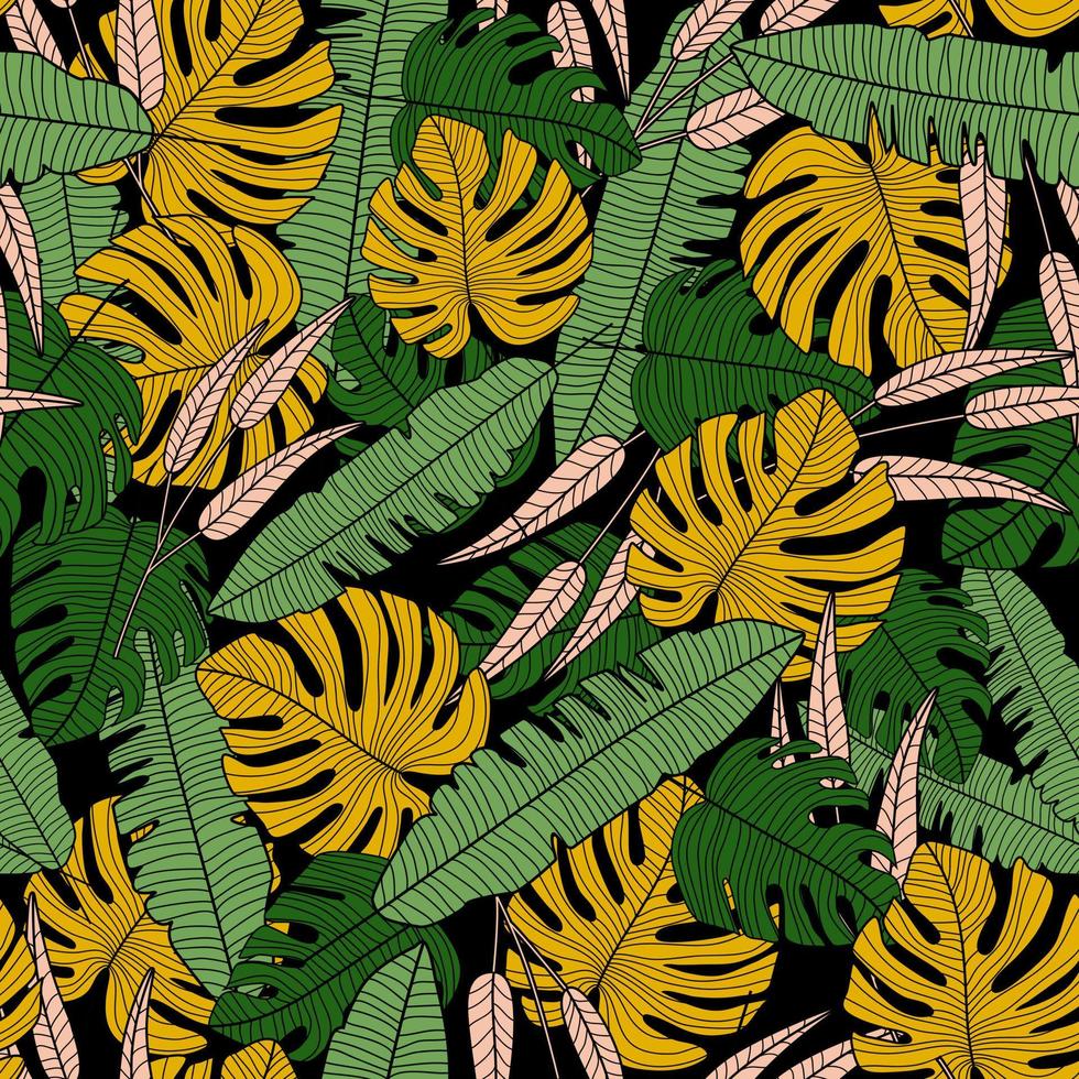 modèle sans couture de vecteur tropical exotique. papier peint moderne de feuilles de palmier tropical.