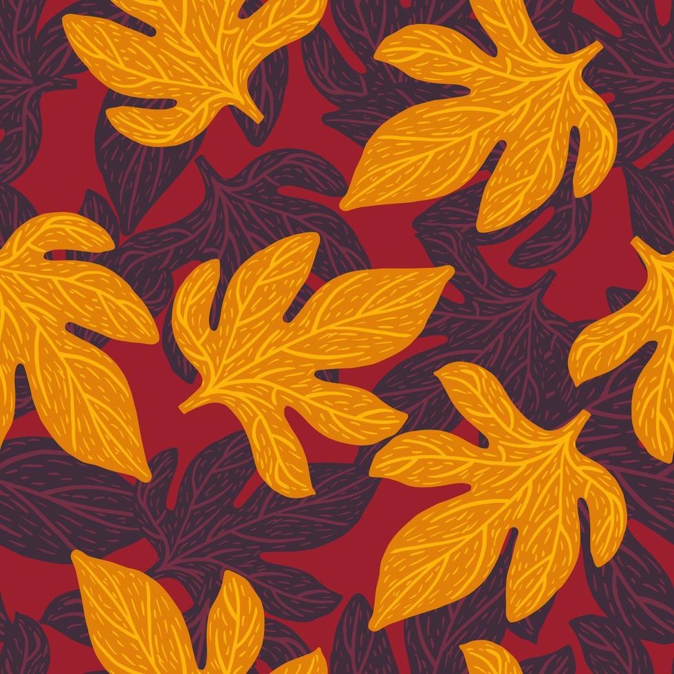 motif de doodle floral abstrait sans couture avec ornement aléatoire de couleur orange et violet. toile de fond d'automne. vecteur