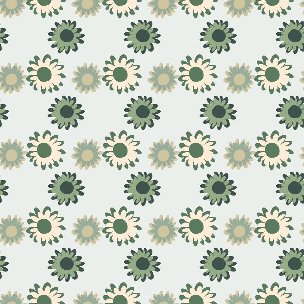 modèle sans couture de fleur de tons vert et gris pastel. toile de fond simple avec fond bleu pastel. vecteur