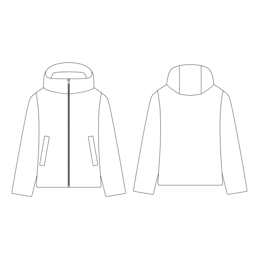 modèle femmes vers le bas parka illustration vectorielle conception plate contour vêtements collection vêtements d'extérieur vecteur