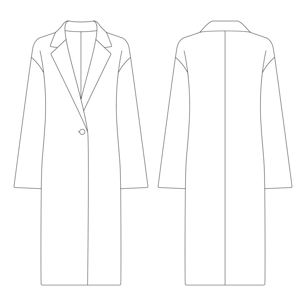 modèle femmes laine chester manteau vecteur illustration plat conception contour vêtements collection survêtement