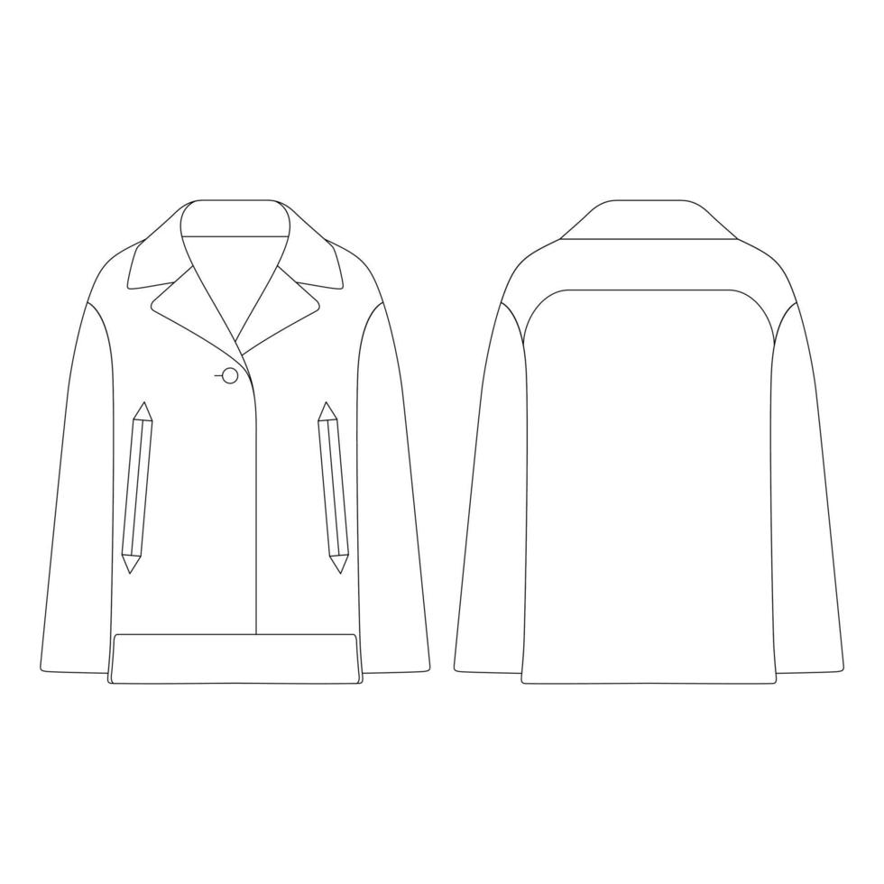 modèle femmes laine mélange chemise veste vecteur illustration plat conception contour vêtements collection survêtement