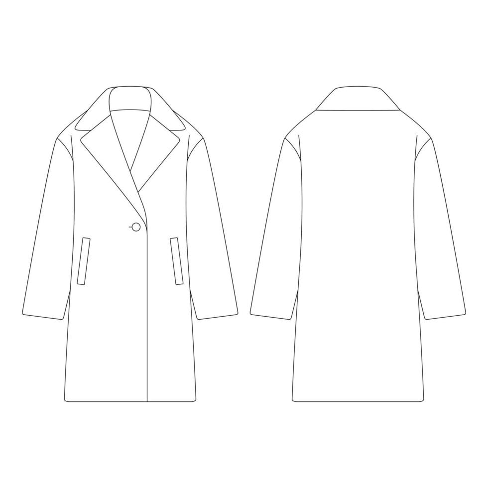 modèle femmes polaire manteau vecteur illustration plat conception contour vêtements collection vêtements d'extérieur
