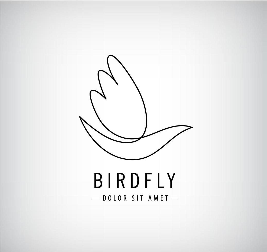 logo vectoriel d'oiseau à une ligne, silhouette volante, concept monoline continu, icône abstraite, signe isolé. utiliser pour l'impression, la marque, le tatouage, l'art