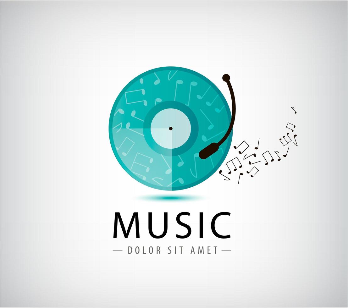 logo de vinyle de musique, icône. vecteur