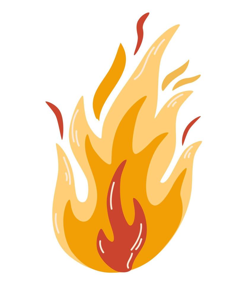 flamme ardente. incendies, flamme d'allumage chaude, flamme inflammable, risque d'explosion thermique, concept d'énergie de flamme. icône de dessin animé de vecteur de modèle de logo.