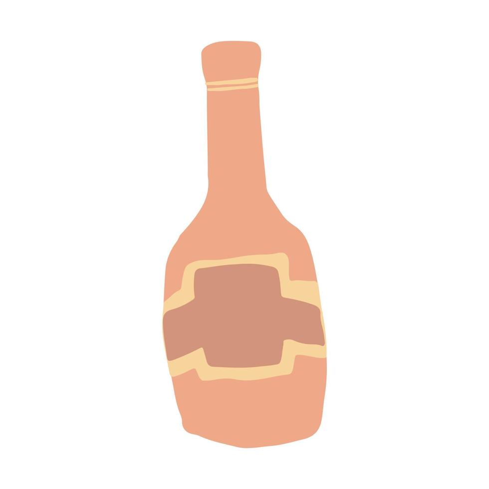 bouteille d'alcool dans le style doodle. dessin à main levée. jolie bouteille en verre isolée sur fond blanc. vecteur