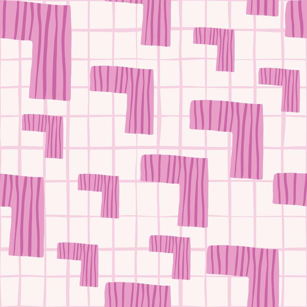 motif sans couture avec coins doublés roses. fond blanc avec des lignes lilas. texture colorée abstraite pour le textile vecteur