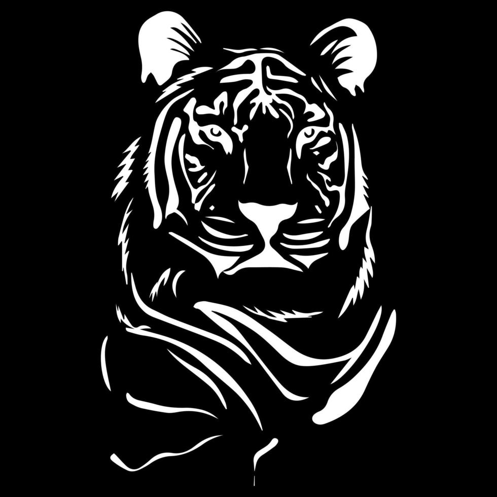 éléments de conception d'illustrations vectorielles de tigre. vecteur de tigre blanc sur fond noir.