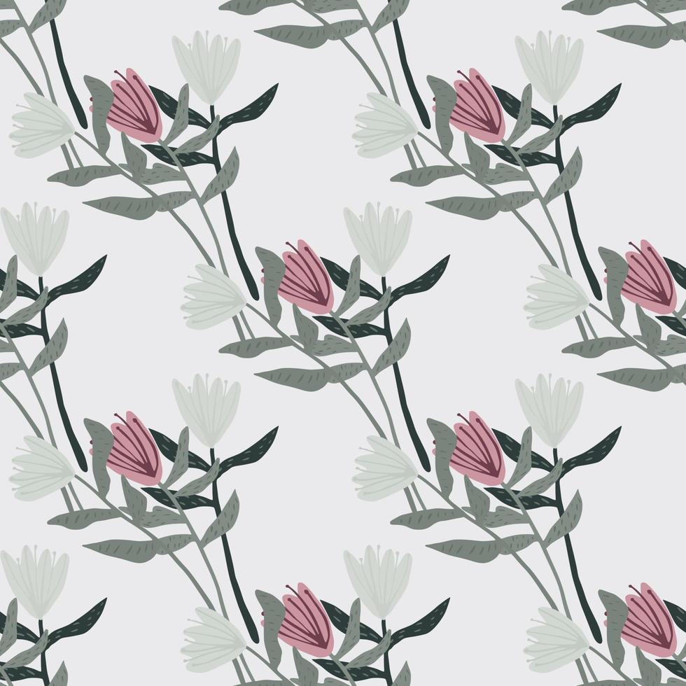 motif botanique sans couture avec des silhouettes de bouquet. fond clair. toile de fond printanière simple dans des tons pastel. vecteur