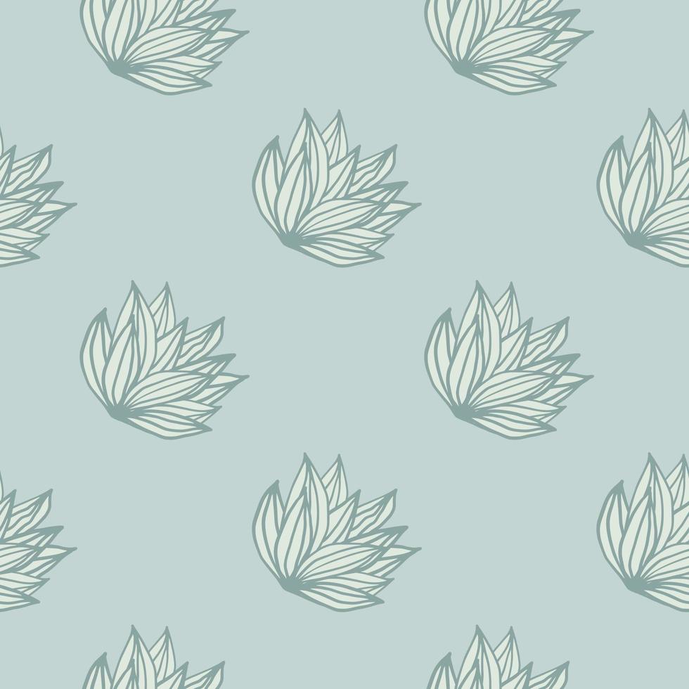 modèle sans couture pastel avec des silhouettes de grappe de feuilles. fond bleu clair avec des éléments profilés. vecteur