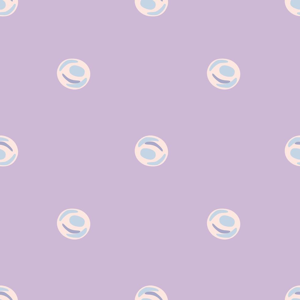 motif pastel sans couture avec des silhouettes de perles de doodle. cercle sous-marin se forme sur fond violet clair. vecteur
