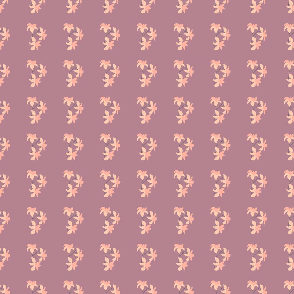 motif floral abstrait sans couture avec petit ornement de fleurs rose hawaii. fond violet pâle. vecteur