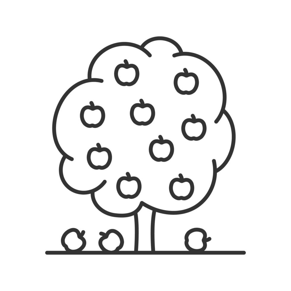 icône linéaire d'arbre fruitier. jardin, parc. illustration de la ligne mince. symbole de contour forestier. dessin de contour isolé de vecteur