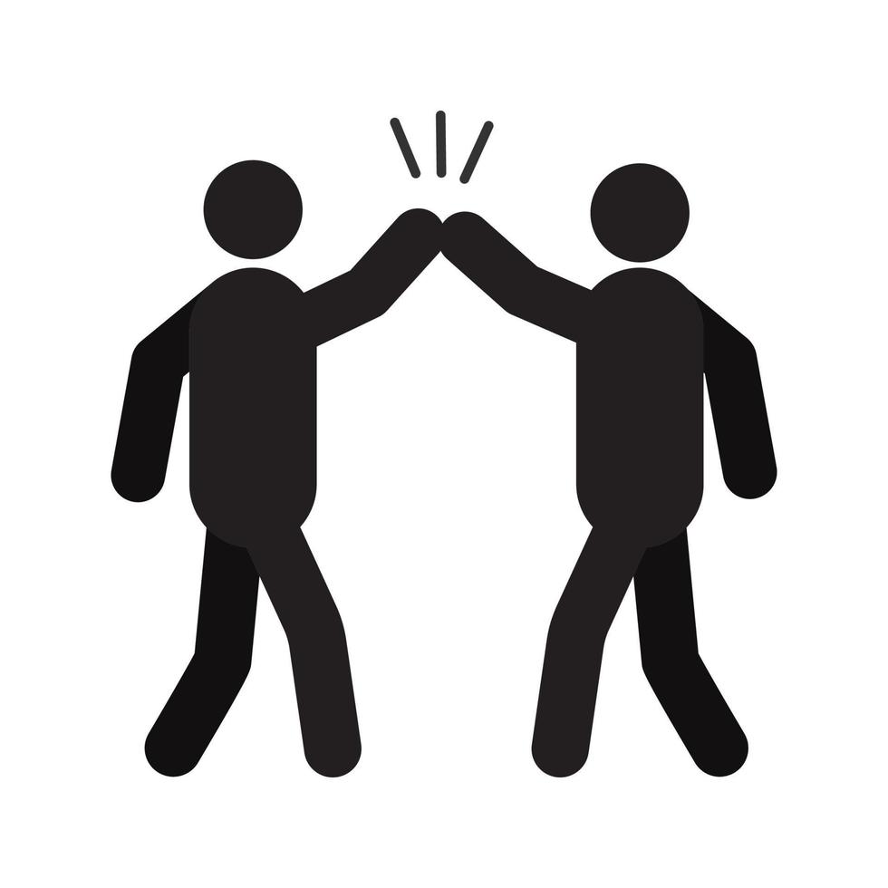icône de silhouette de geste de cinq mains hautes. relation amicale. copains. illustration vectorielle isolée vecteur