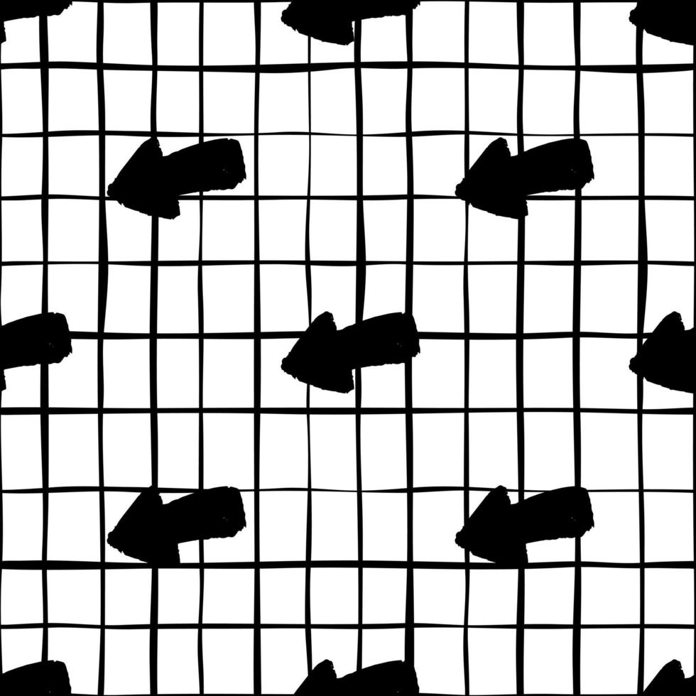 motif harmonieux d'encre de flèches noires créatives sur fond de rayures. illustration vectorielle. vecteur