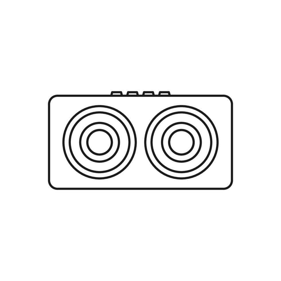 icône de haut-parleur noir et blanc dans le style de contour sur fond blanc adapté à la musique, à la stéréo, à l'icône audio. isolé vecteur