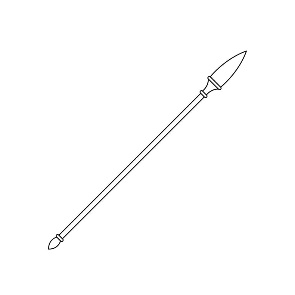 icône de lance en noir et blanc dans le style de contour sur un fond blanc adapté à l'icône d'arme militaire, médiévale. isolé vecteur