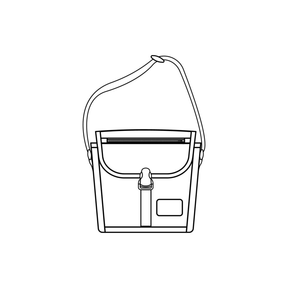 modèle de contour plat d'illustration vectorielle de sac à bandoulière sur fond blanc vecteur