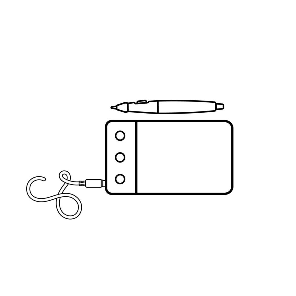 icône tablette avec stylet. contour, ligne ou collection de symboles d'icônes vectorielles linéaires pour la conception de concepts mobiles et d'applications Web. vecteur