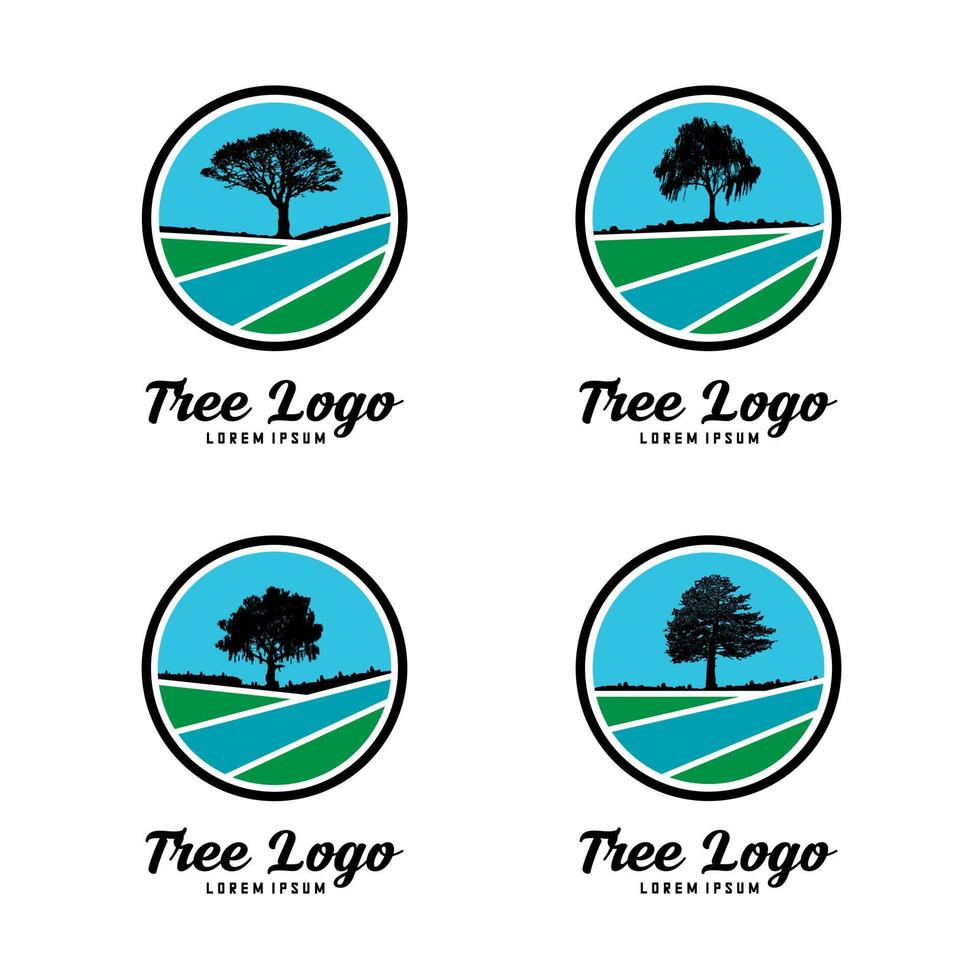 ensemble de modèles de logo d'arbre vecteur