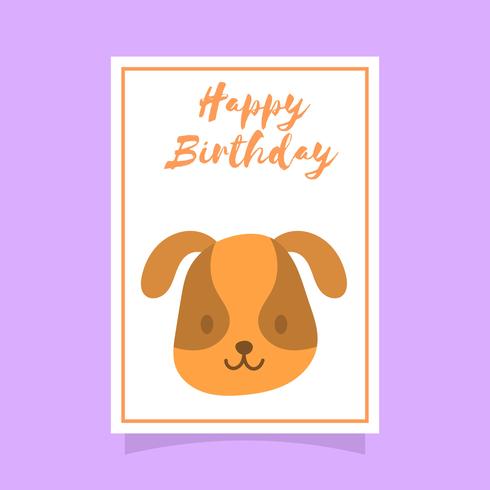 Modèle de vecteur de salutations animaux plat mignon chien joyeux anniversaire